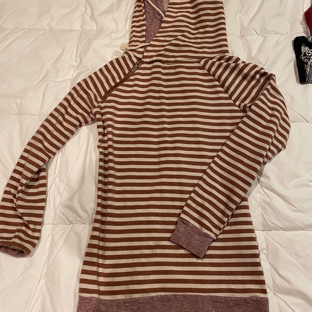 Long sleeve double hoodie side zipper